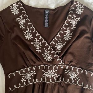 Vintage Mesh 3/4th sleeve brown blouse